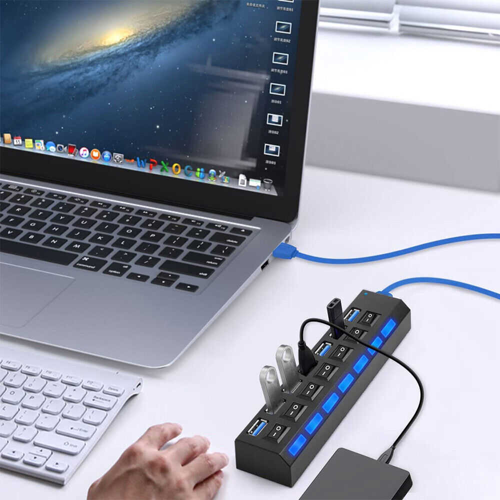 7-Port USB 3.0 Hub with AC Power for Enhanced Connectivity