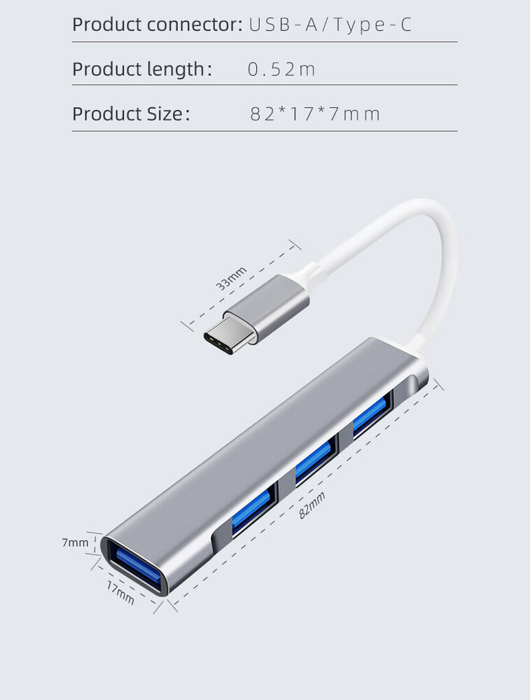 4-Port USB-C Hub Splitter Adapter for Enhanced Connectivity