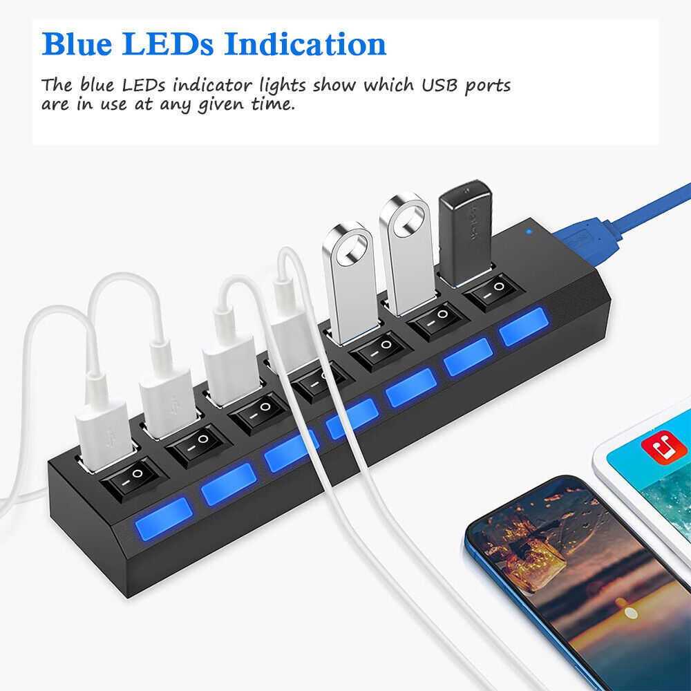 7-Port USB 3.0 Hub with AC Power for Enhanced Connectivity
