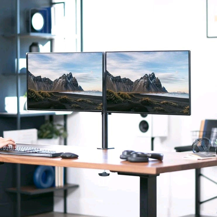 VIVO Dual Monitor Desk Mount - Premium Steel Stand for Ergonomic Workspace