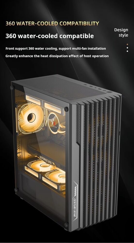 CS Black USB 3.0 Tempered Glass M-ATX Gaming Tower Case with RGB Lighting