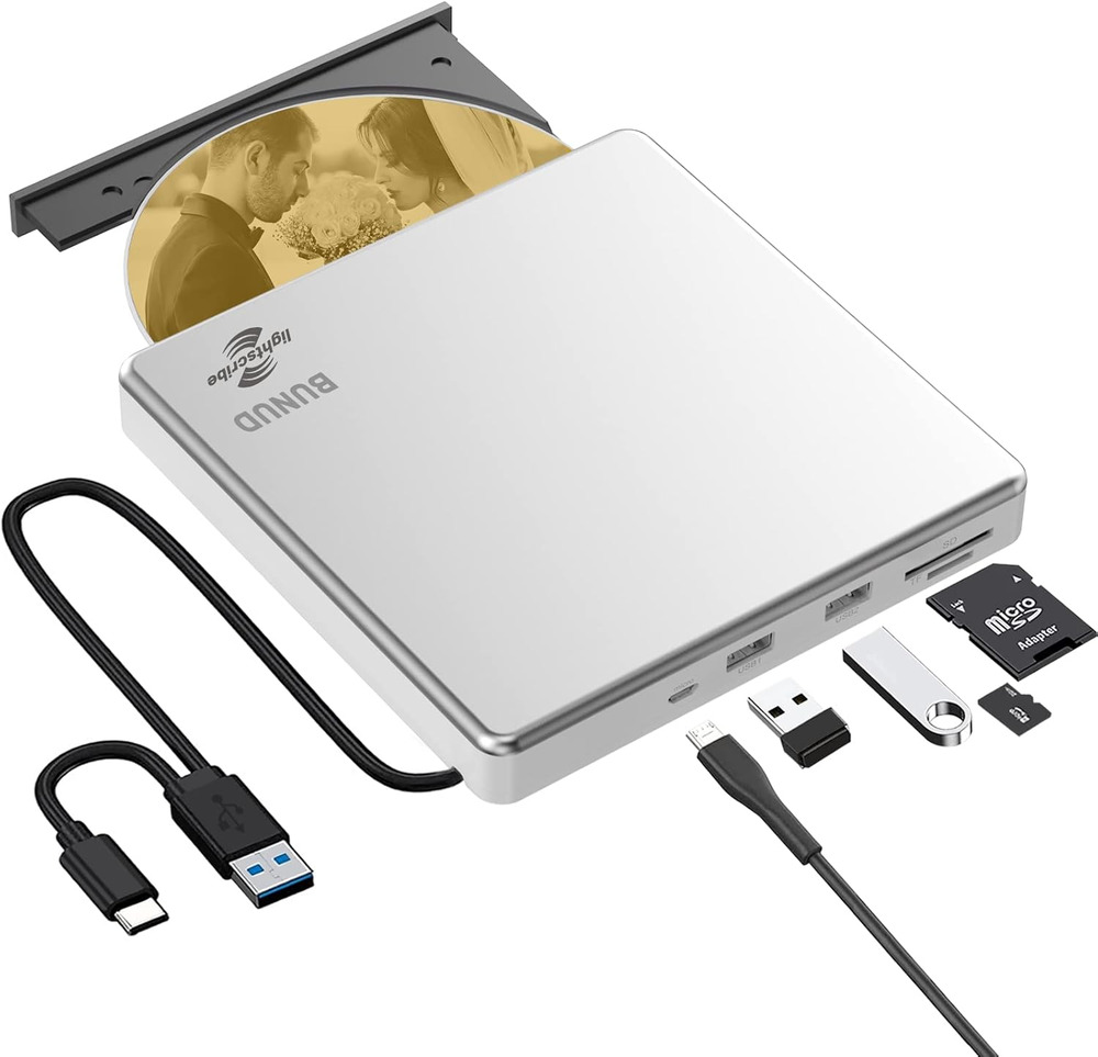 Enhanced Portable Lightscribe CD/DVD Burner with External Drive