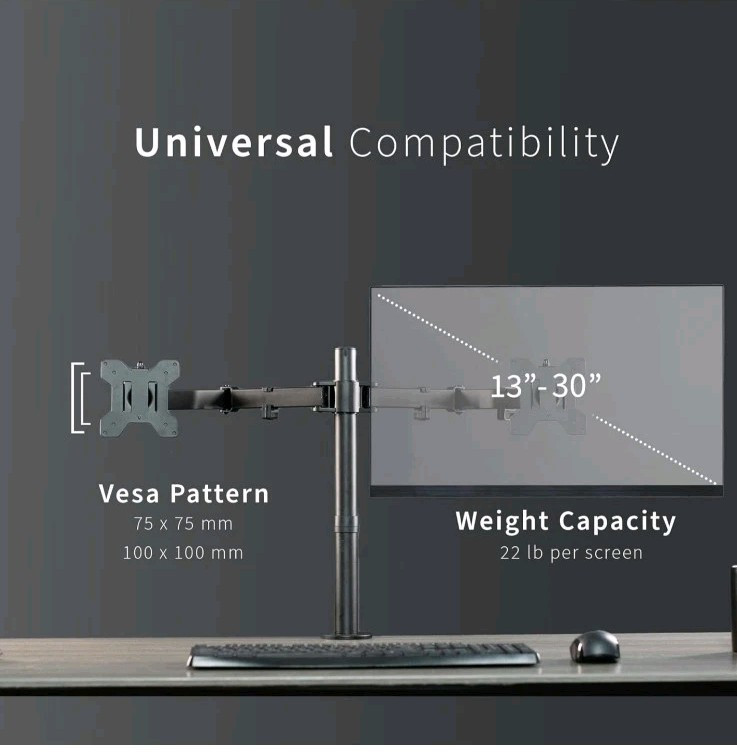 VIVO Dual Monitor Desk Mount - Premium Steel Stand for Ergonomic Workspace