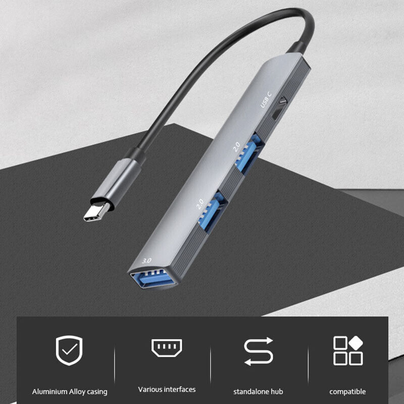 4-Port USB-C Hub Adapter for Enhanced Connectivity