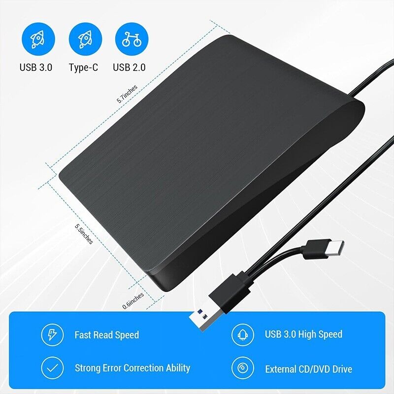 High-Speed USB 3.0 External Blu-ray Drive with Burning Capability