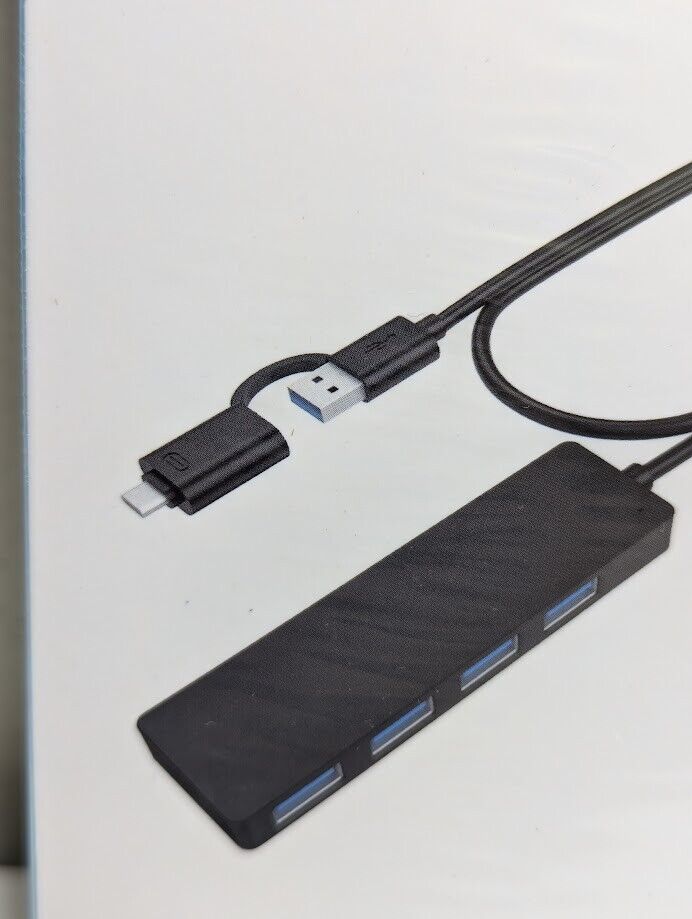 4-Port USB 3.0 Hub with USB-C Adapter for Enhanced Connectivity