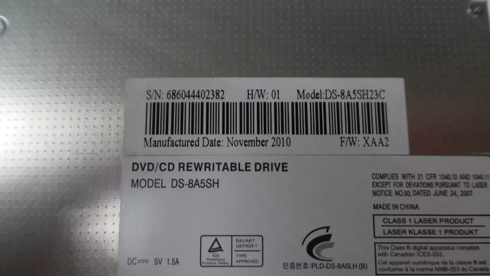 Asus X52F DVD±RW Internal Optical Drive - DS-8A5SH | High-Quality Media Reader/Writer