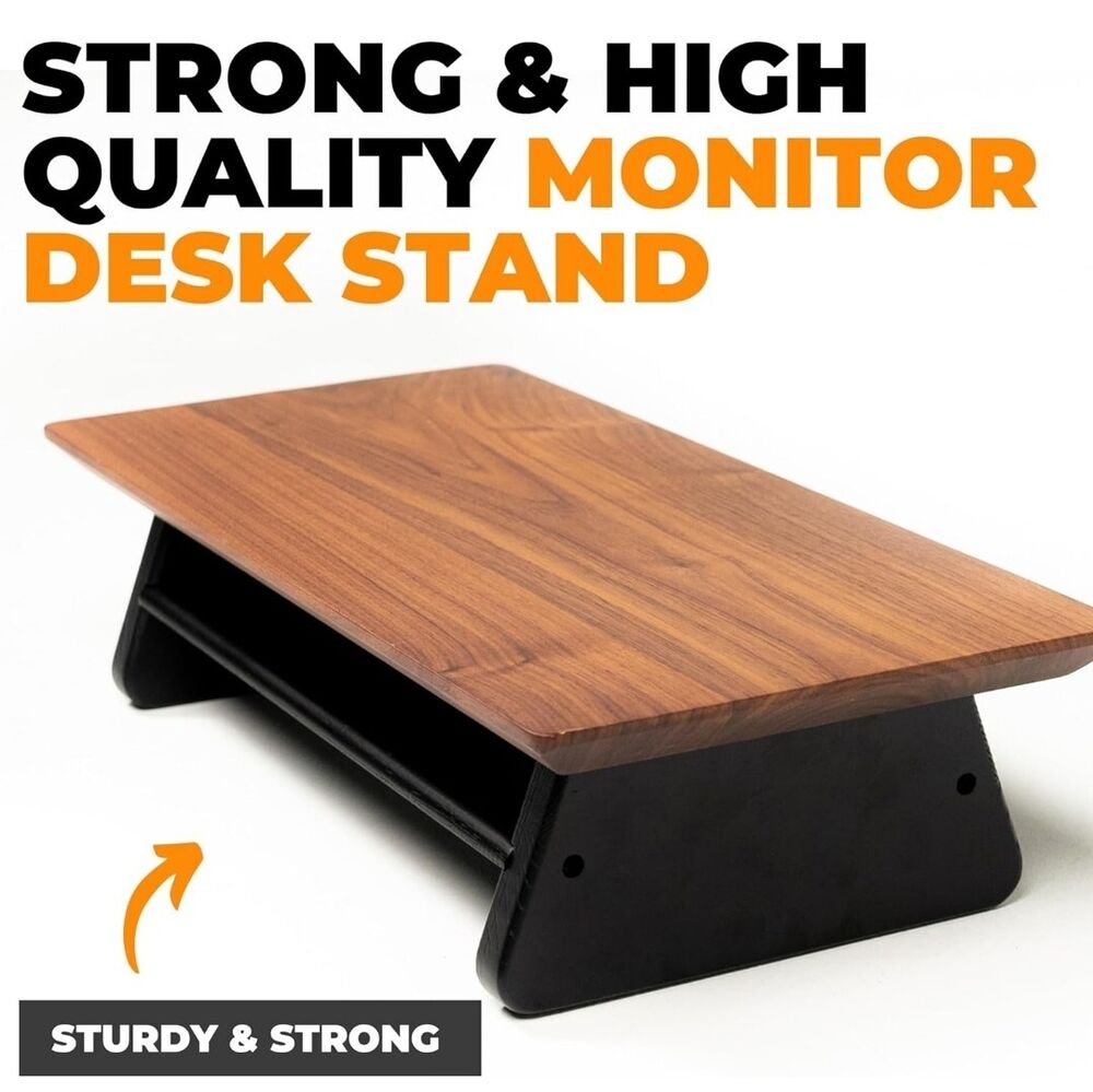 Elegant Walnut Monitor Stand Riser - Ergonomic, Sturdy, and Space-Saving for Enhanced Workspace