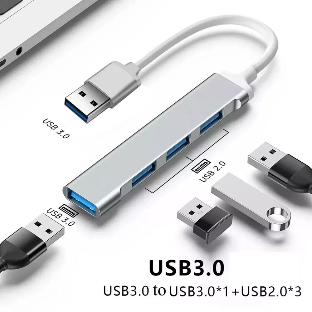 4-Port USB 3.0 Hub with Splitter and Expander for Enhanced Connectivity