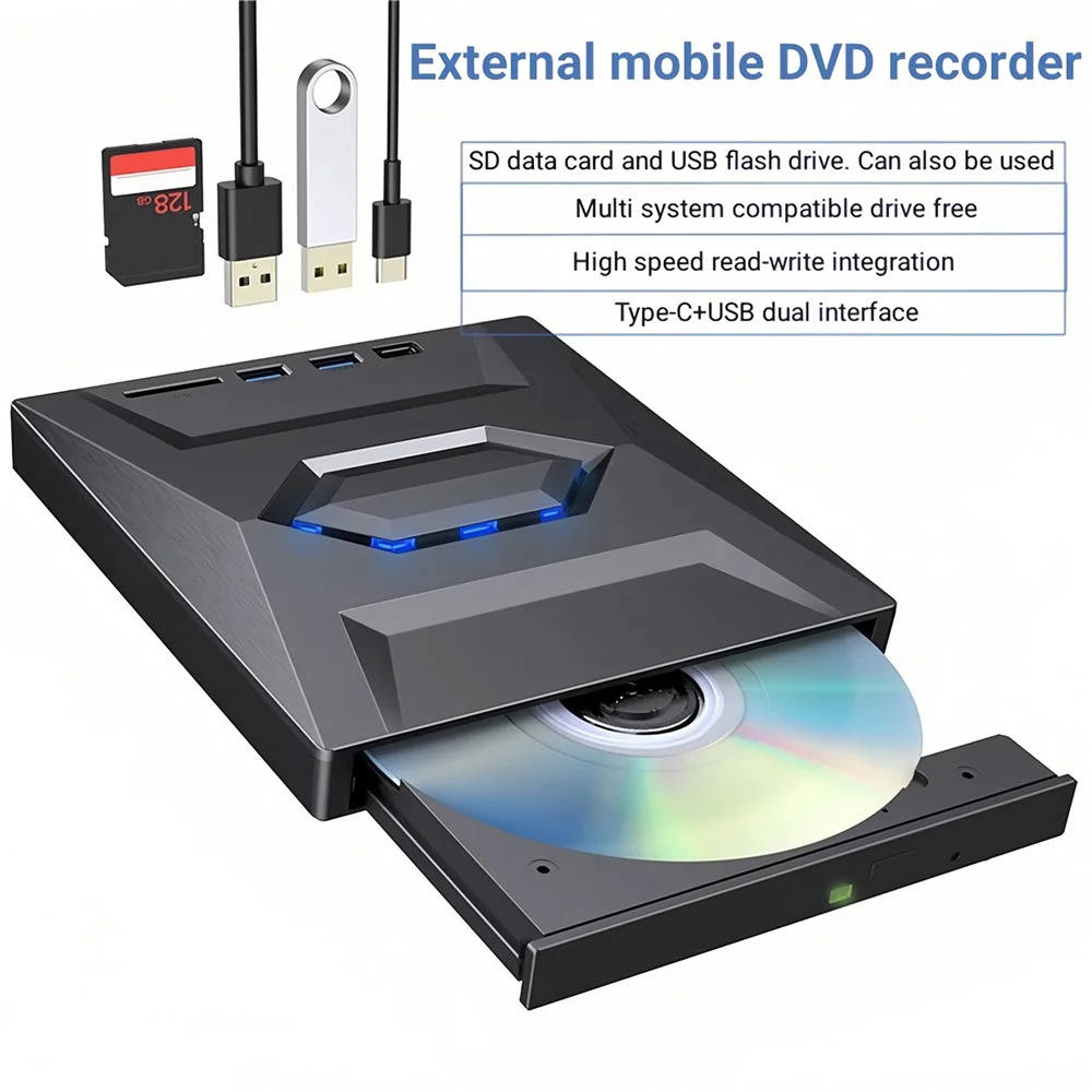 Ultra-Fast USB 3.0 External CD/DVD Drive for Enhanced Multimedia