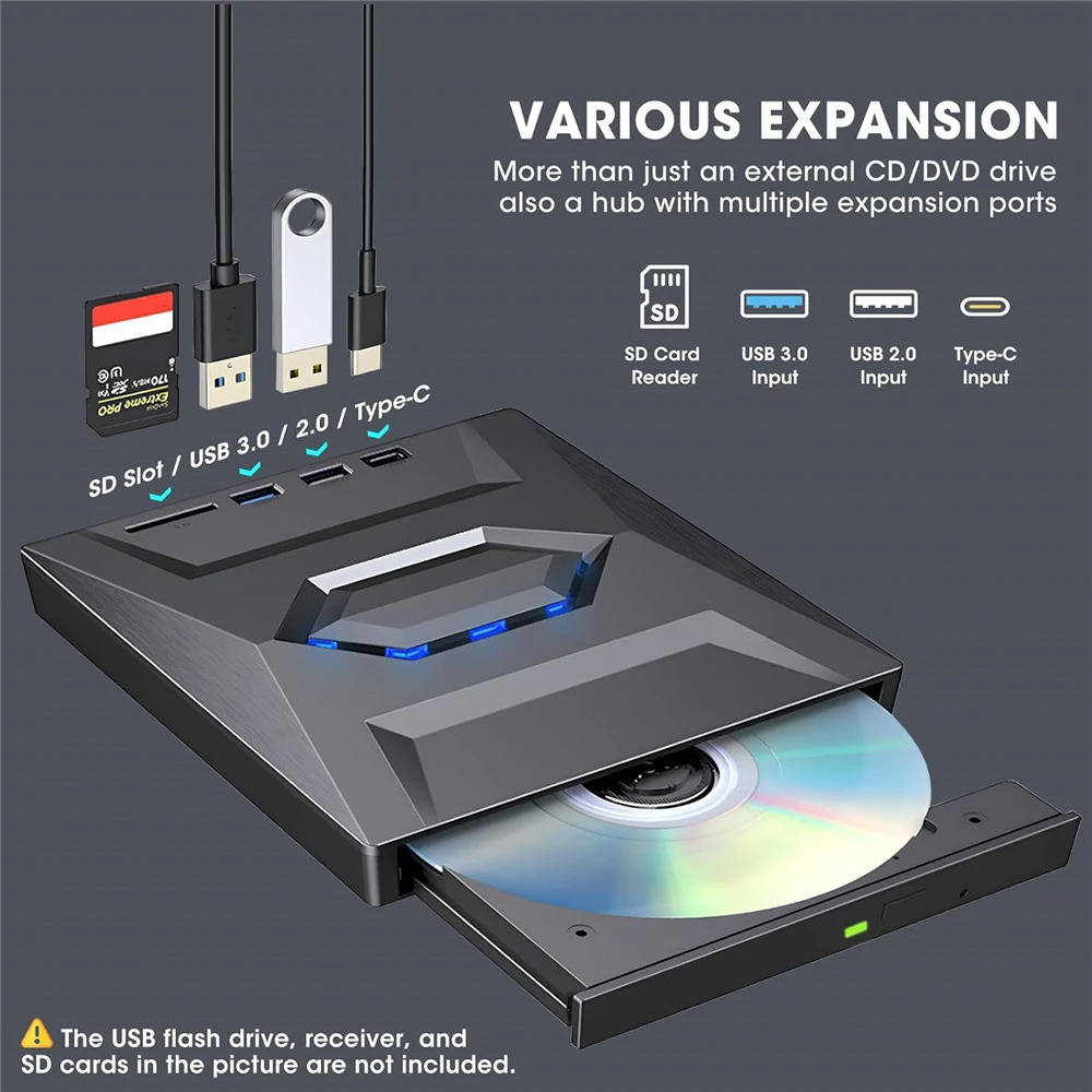 Ultra-Fast USB 3.0 External CD/DVD Drive for Enhanced Multimedia