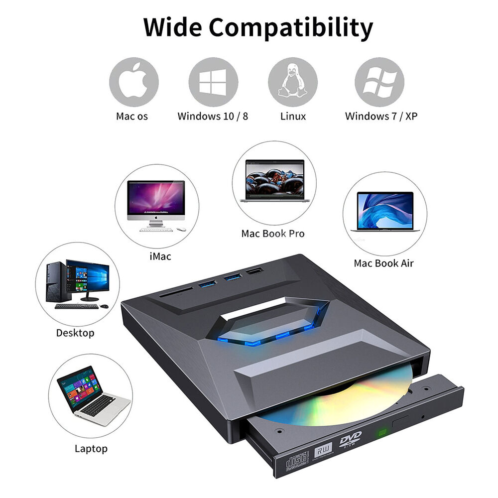 Ultra-Fast USB 3.0 External CD/DVD Drive for Enhanced Multimedia