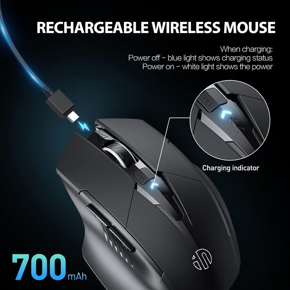 INPHIC Ergonomic Rechargeable 2.4G Optical Wireless Mouse