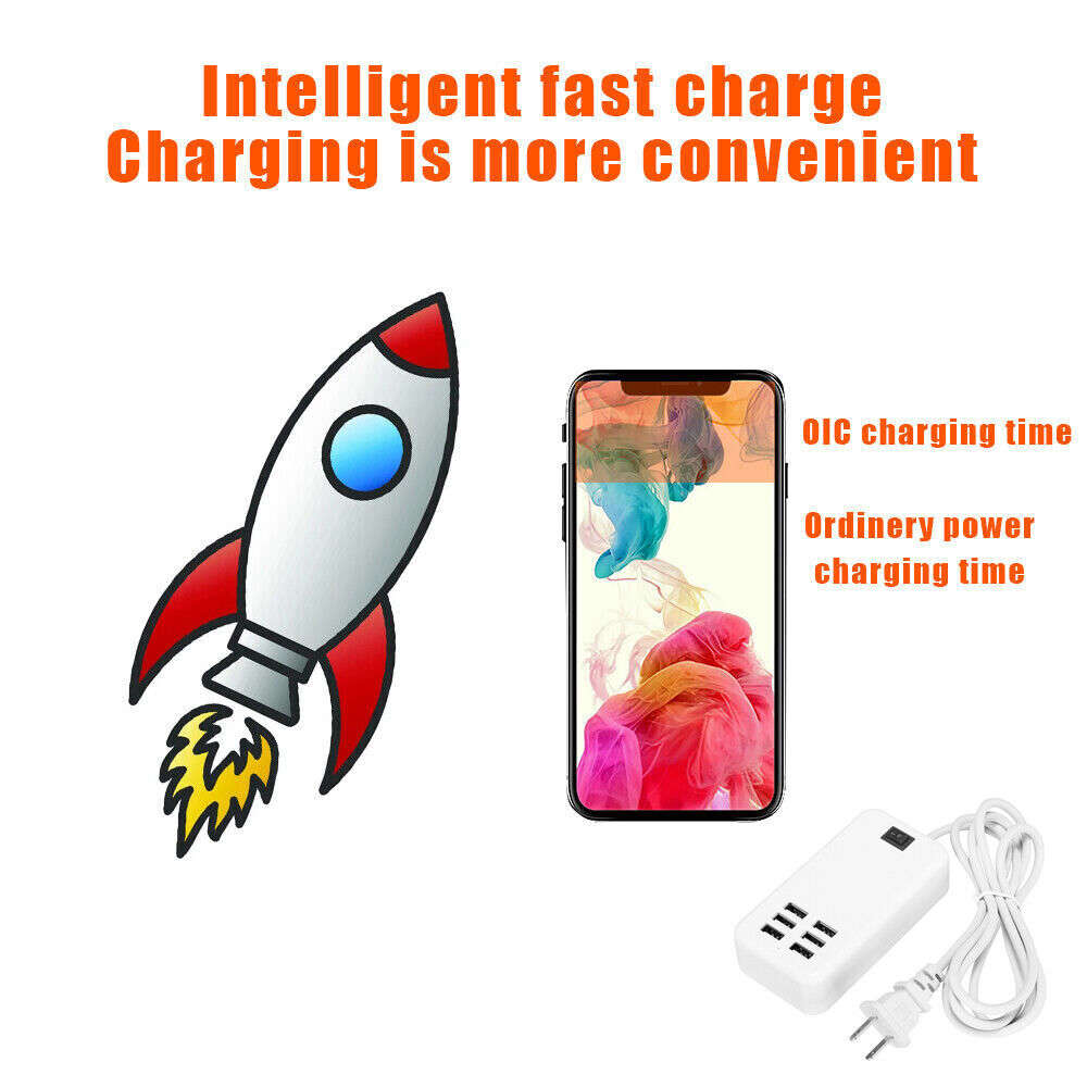 6-Port High-Speed USB Charging Station