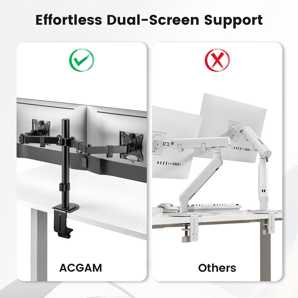 ACGAM Dual Monitor Stand - Premium Desk Mount for Enhanced Productivity