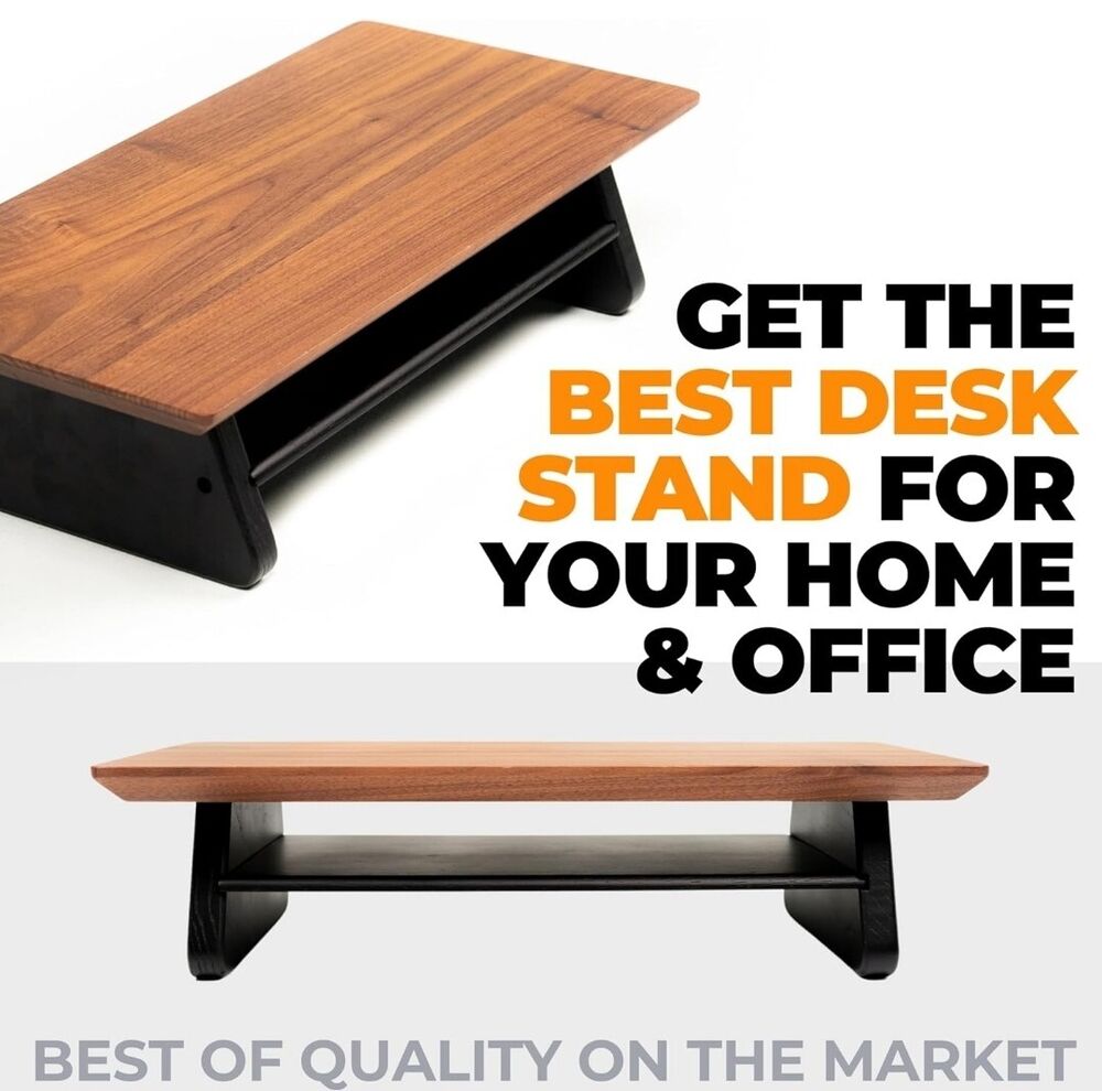 Elegant Walnut Monitor Stand Riser - Ergonomic, Sturdy, and Space-Saving for Enhanced Workspace