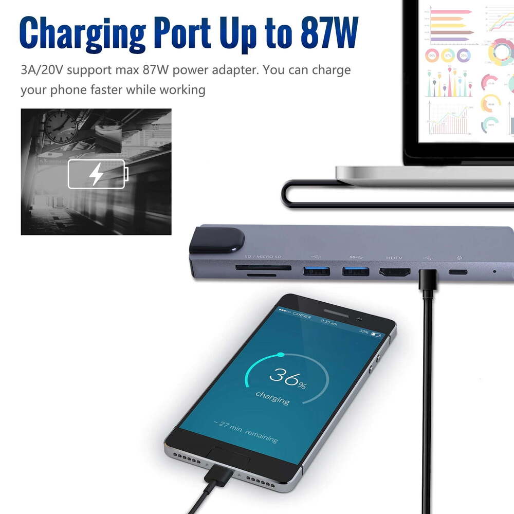 8-in-1 USB-C Multiport Hub for Enhanced MacBook Connectivity
