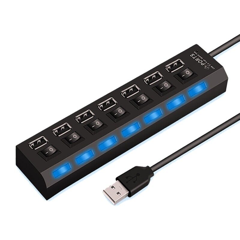 7-Port USB 2.0/3.0 Hub Splitter Adapter for Enhanced Connectivity