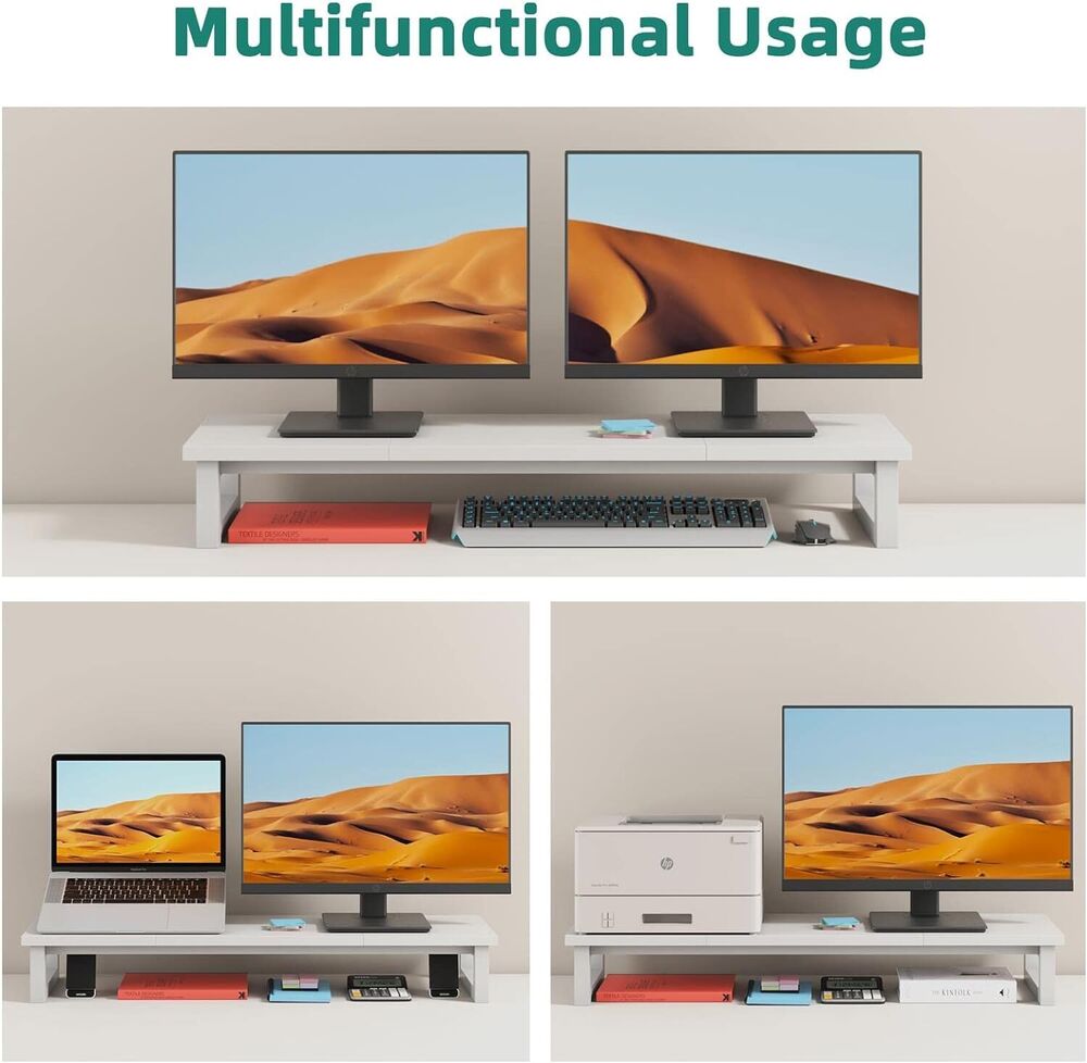 39 Inch Dual Monitor Stand Riser - Enhanced Viewing, Sturdy Design