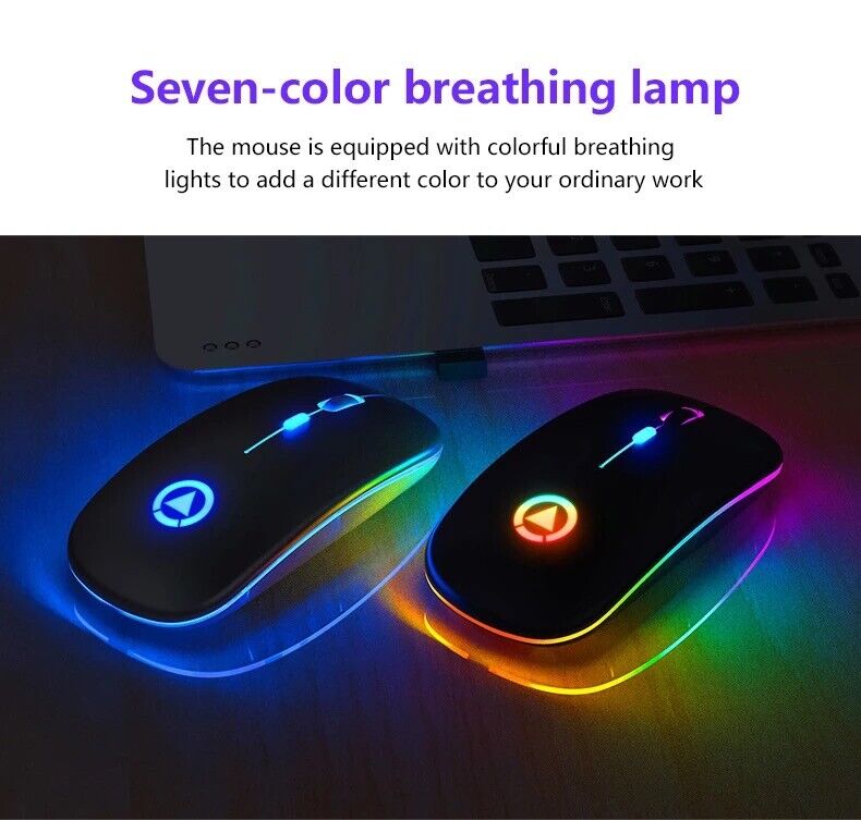 2.4GHz Wireless Optical Mouse with Rechargeable Battery and RGB Lighting