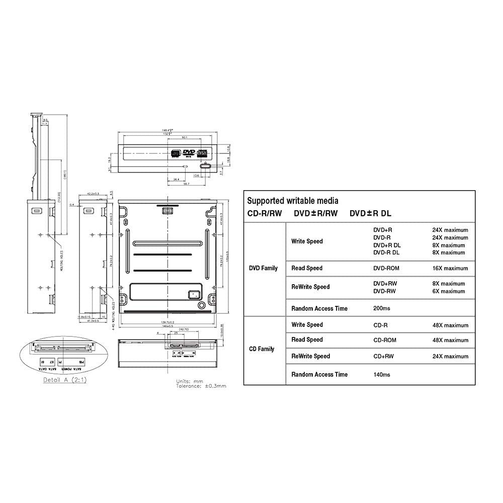 24X Internal CD/DVD Burner AD-5290S - High-Speed Optical Drive