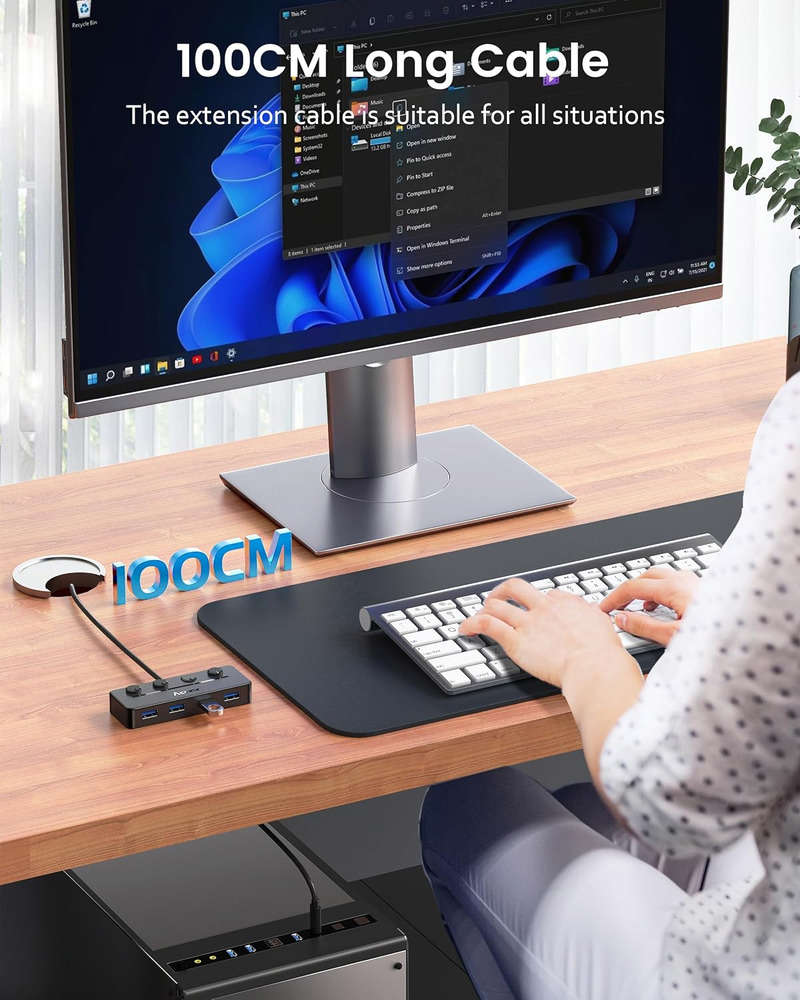 Aceele USB C Hub - 4-Port USB 3.0 Adapter for Enhanced Connectivity