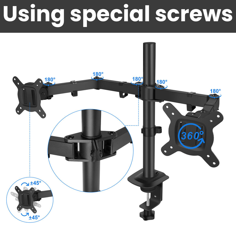 Ergonomic Dual Monitor Stand - Adjustable and Versatile for 13" to 27" Screens
