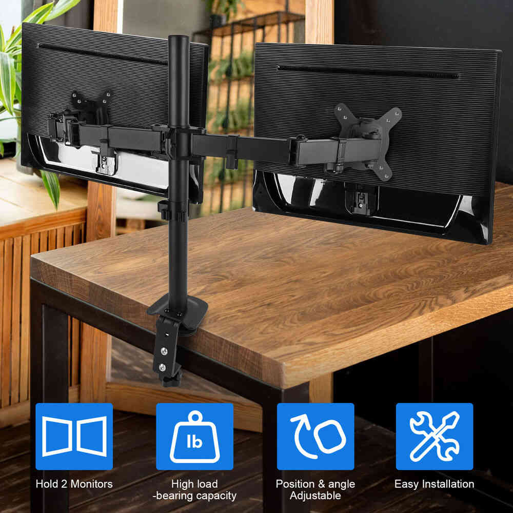 Ergonomic Dual Monitor Stand - Adjustable and Versatile for 13" to 27" Screens