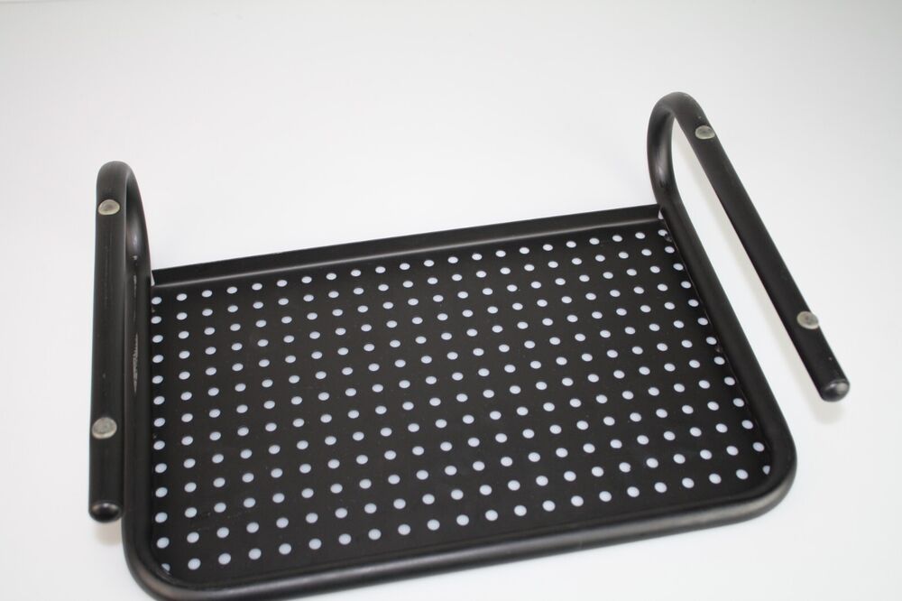 Stylish Vented Metal Monitor Stand with Adjustable Height and Laptop Shelf