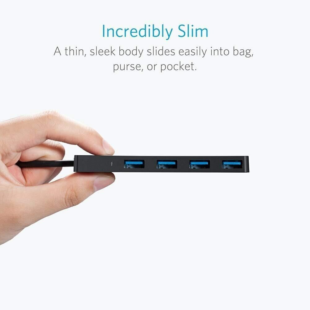 4-Port USB 3.0 Hub Adapter with Built-in Charger - Ultra Slim Design for High-Speed Connectivity
