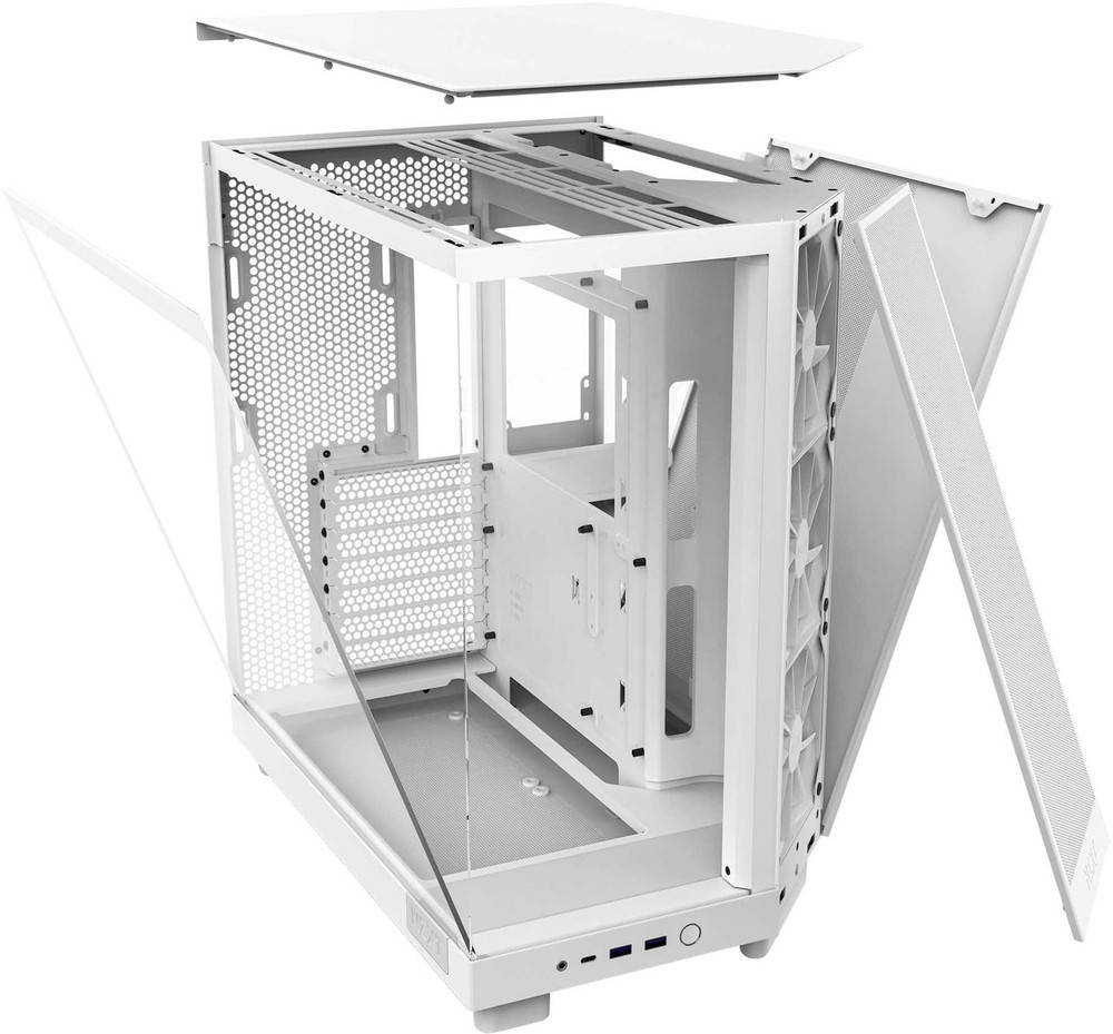 NZXT H6 Flow ATX Mid-Tower Gaming PC Case - White, Dual Chamber Design