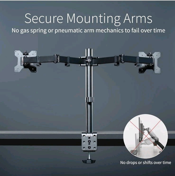 VIVO Dual Monitor Desk Mount - Premium Steel Stand for Ergonomic Workspace