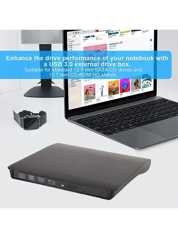 High-Speed USB 3.0 Portable CD/DVD Drive Enclosure
