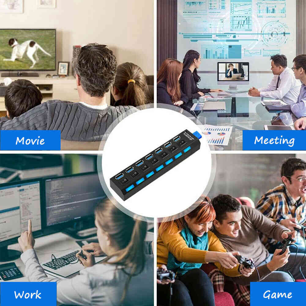 7-Port USB 3.0 Hub with AC Power for Enhanced Connectivity