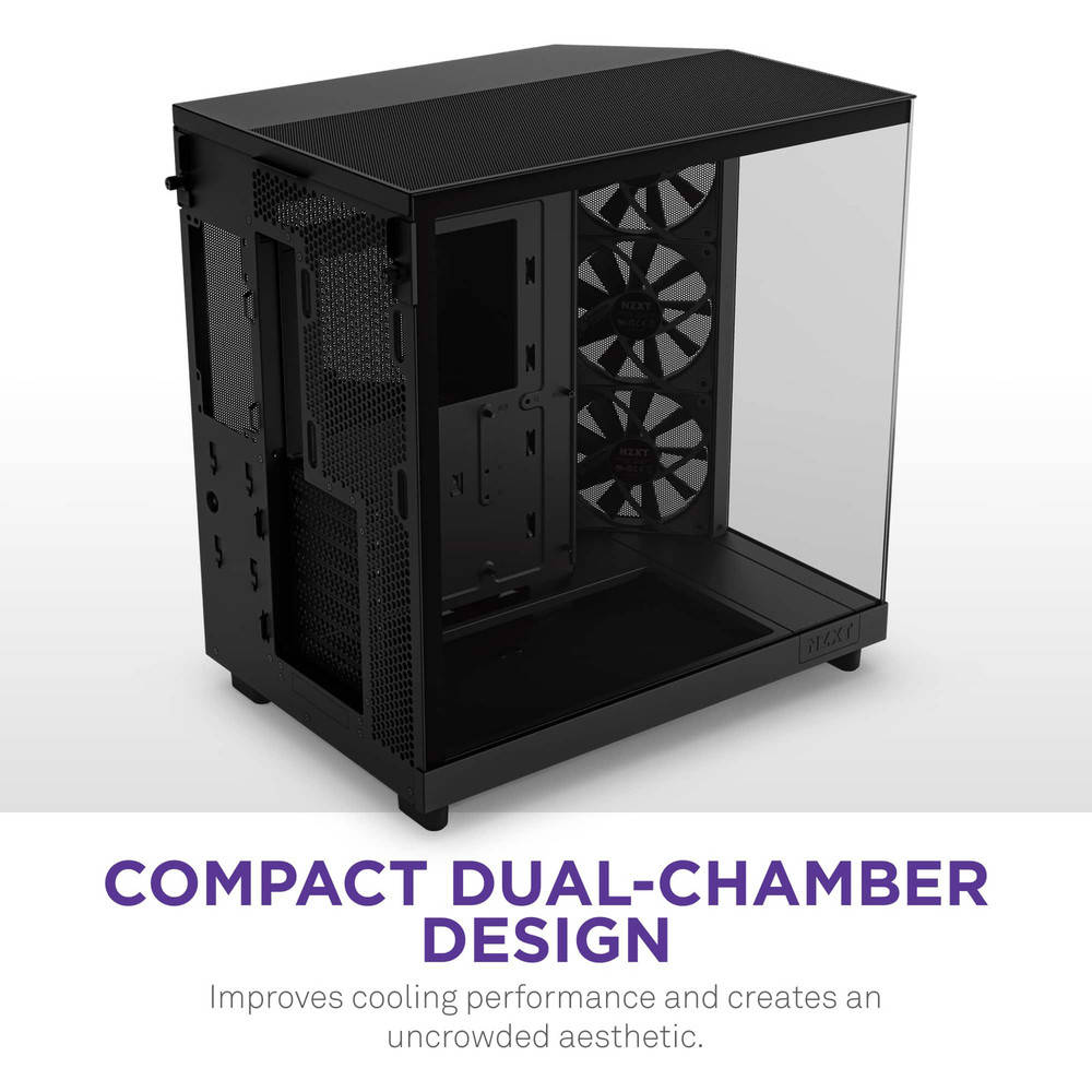 NZXT H6 Flow ATX Mid-Tower Gaming PC Case - Sleek Design, Optimal Cooling