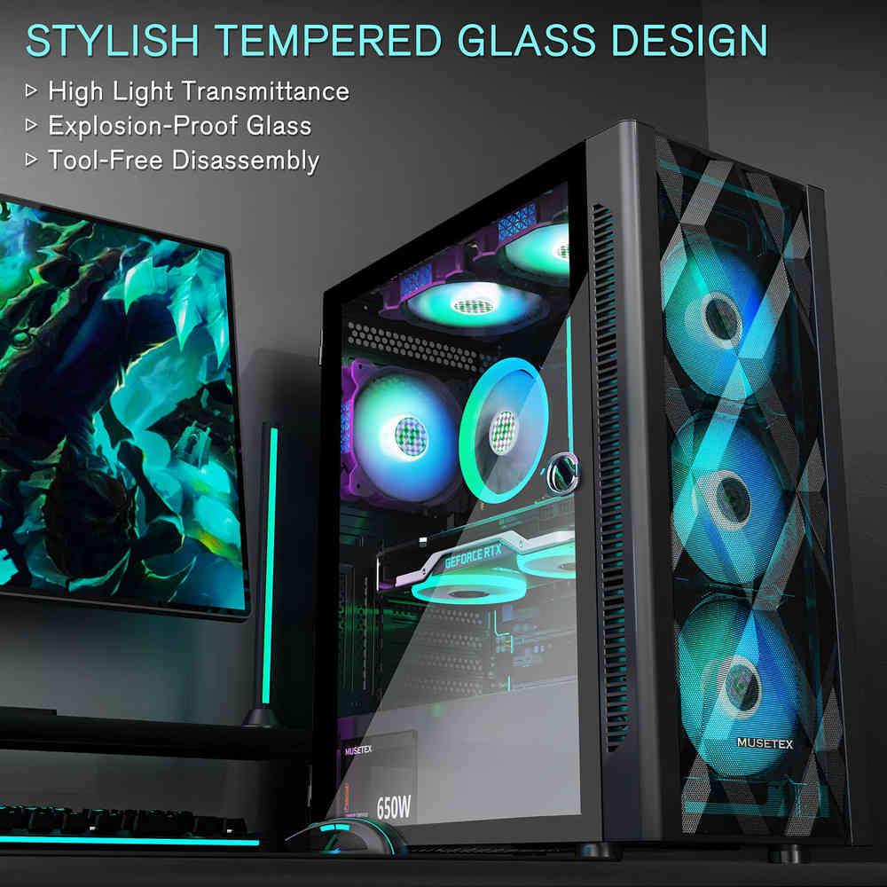 Premium ATX Gaming PC Case with RGB Fans
