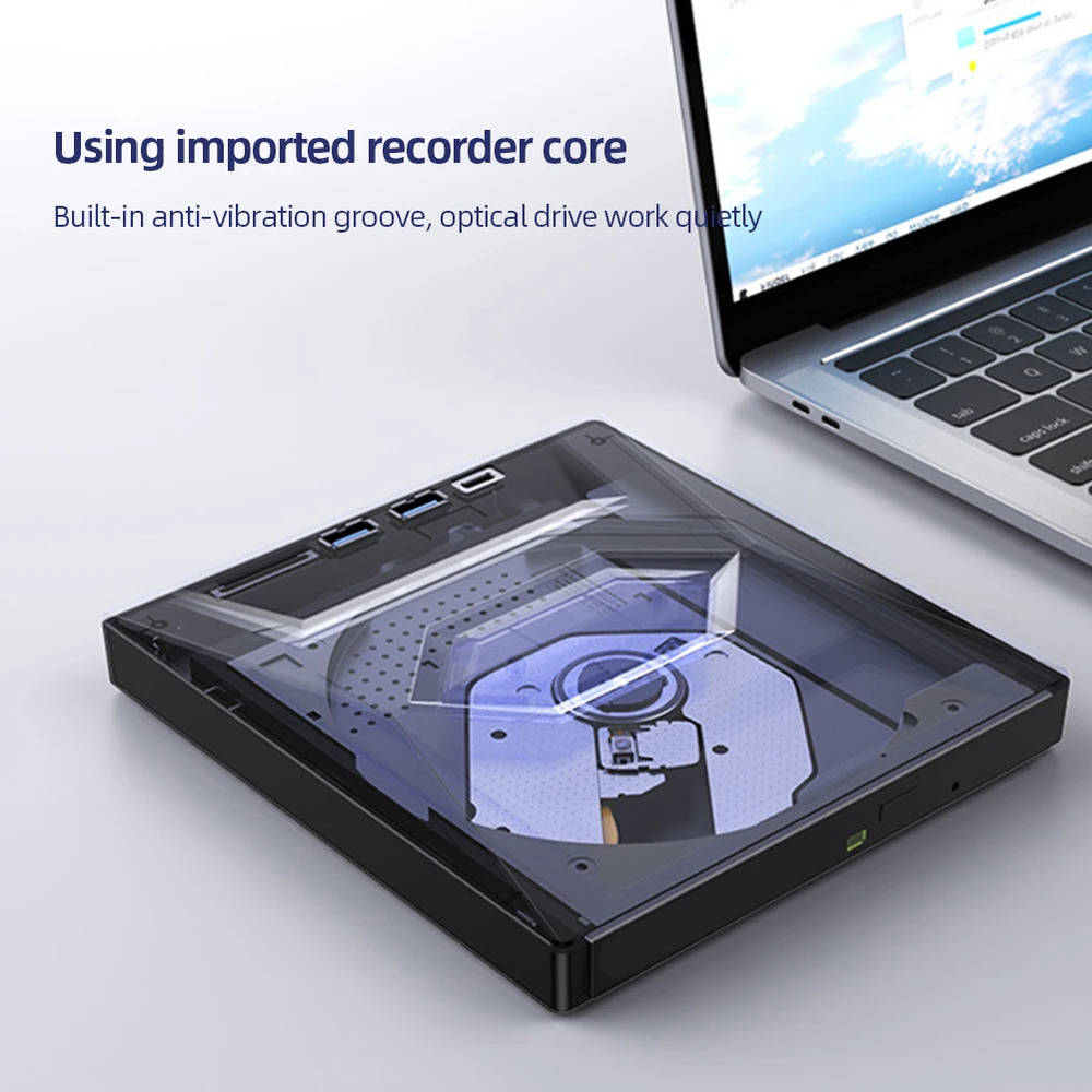 Ultra-Fast USB 3.0 External CD/DVD Drive for Enhanced Multimedia