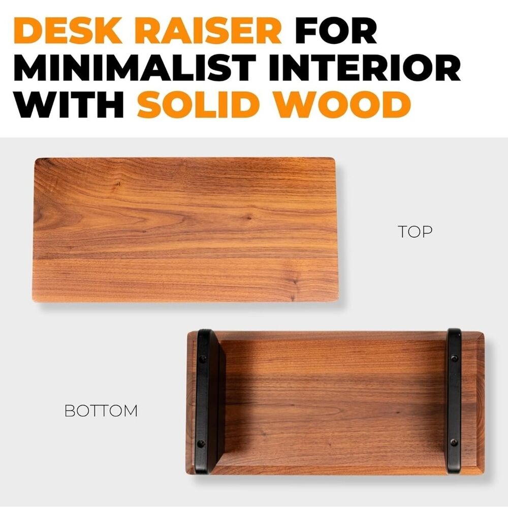 Elegant Walnut Monitor Stand Riser - Ergonomic, Sturdy, and Space-Saving for Enhanced Workspace
