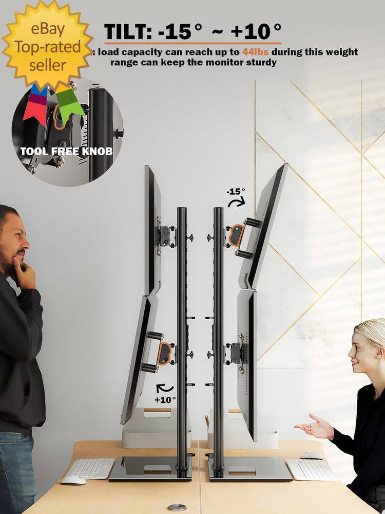Ergonomic Vertical Dual Monitor Stand - Optimize Your Workspace