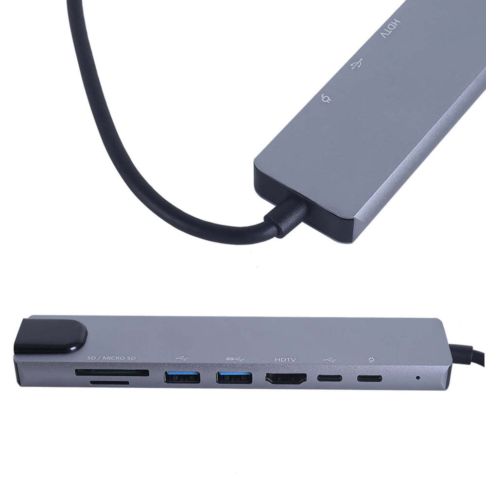 8-in-1 USB-C Multiport Hub for Enhanced MacBook Connectivity