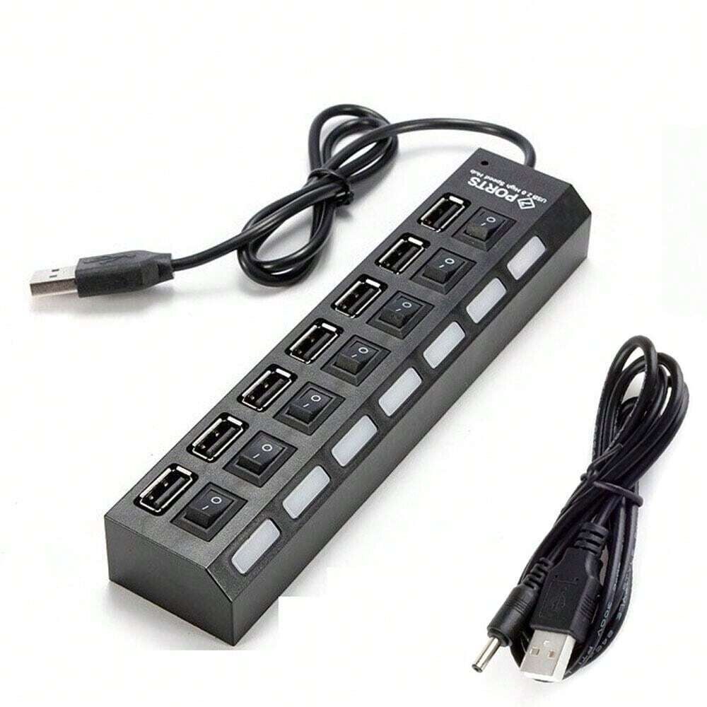 7 Port USB 2.0 Hub Splitter Adapter for Enhanced Connectivity