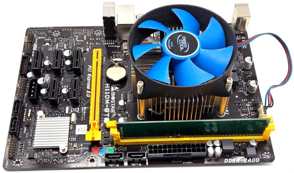 BIOSTAR H110M-BTC Motherboard Bundle with Intel i7-7700 and 8GB DDR4 RAM - Enhanced Performance