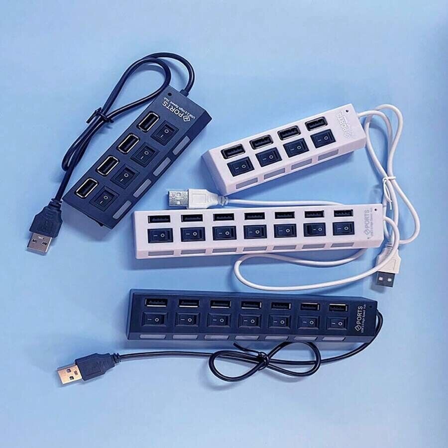 7 Port USB 2.0 Hub Splitter Adapter for Enhanced Connectivity
