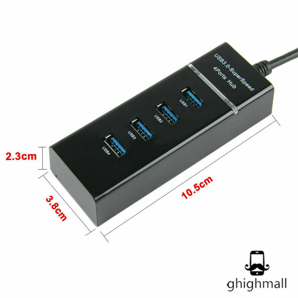 4-Port USB 3.0 High-Speed Hub Splitter for Enhanced Connectivity