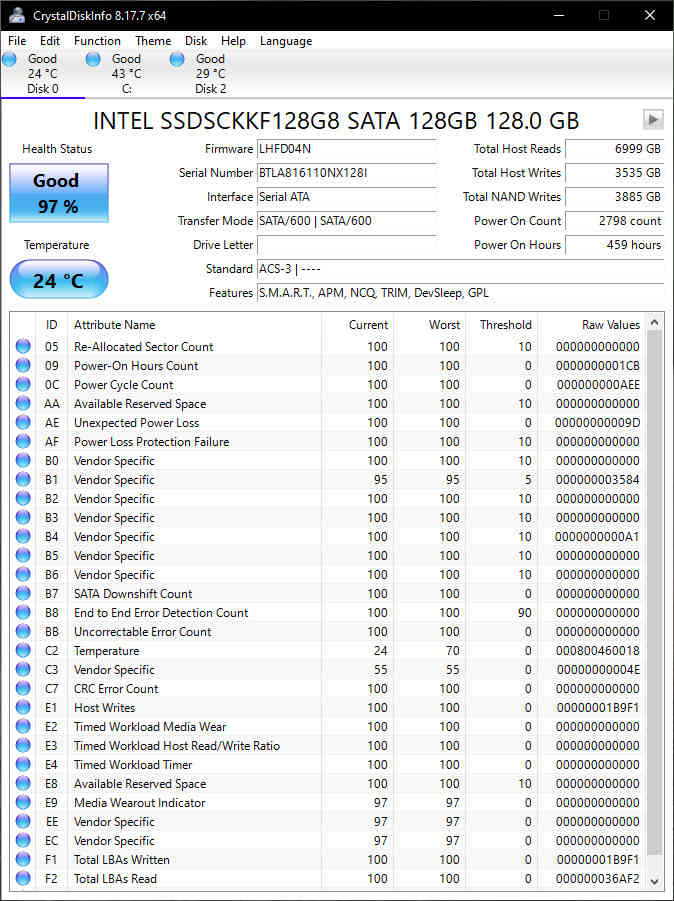 Intel 545s 128GB M.2 2280 SATA SSD - Enhanced Performance Drive