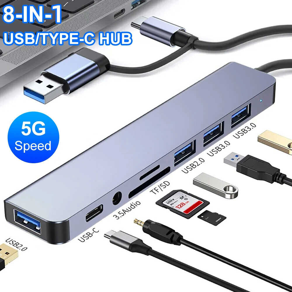 7/8-Port USB C Hub with 5Gbps Speed for Enhanced Connectivity