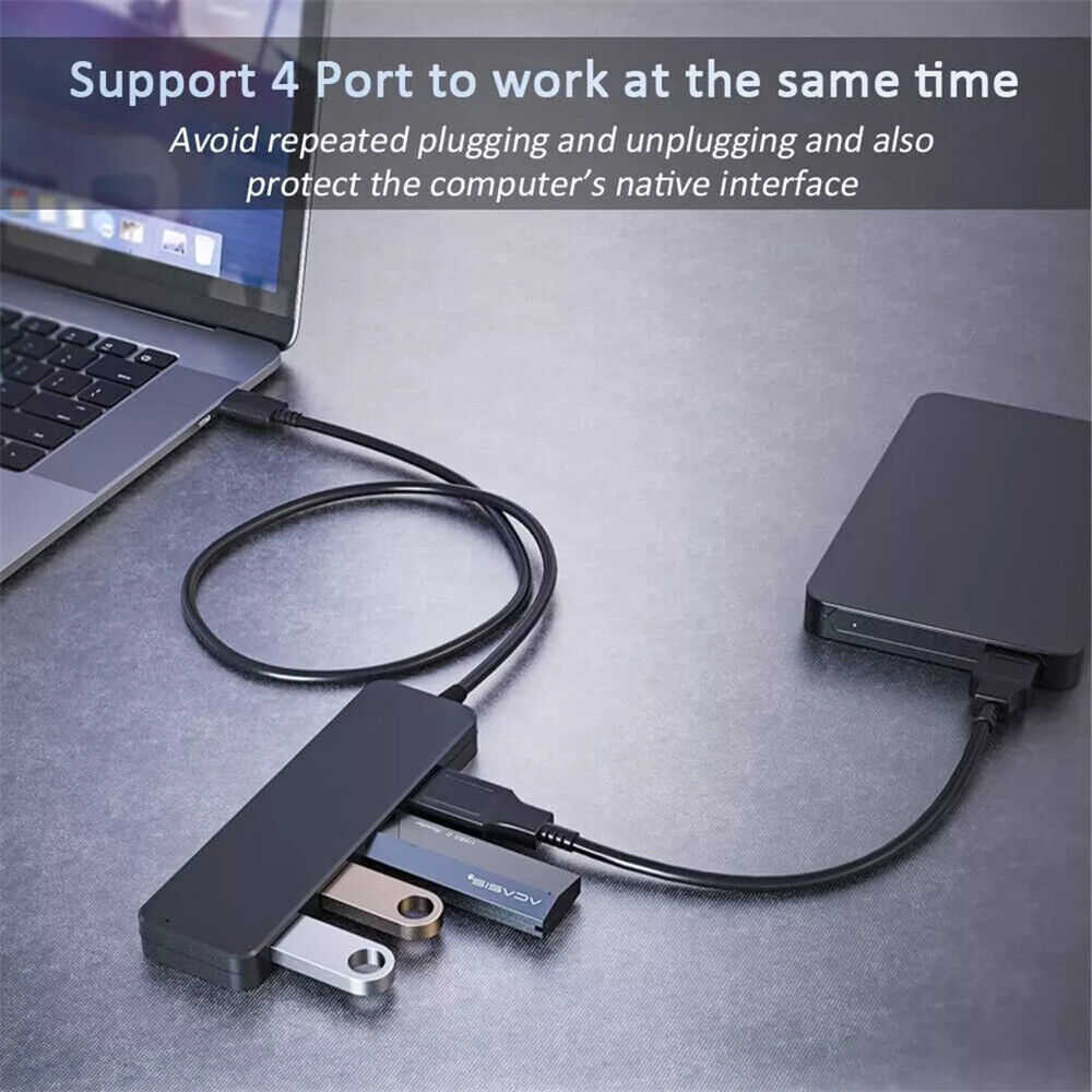 2-Pack USB 3.0 4-Port Hub - High-Speed USB Splitter for Multiple Devices