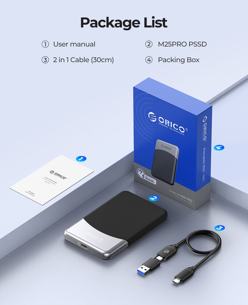 ORICO 128GB High-Speed Portable SSD with USB 3.2 Gen 1 Type-C