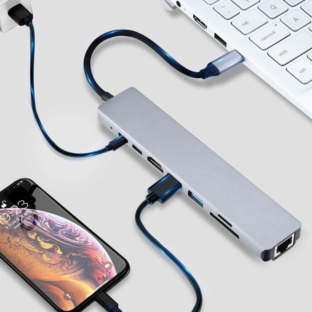 8-in-1 USB-C Hub for Enhanced Connectivity and Versatility