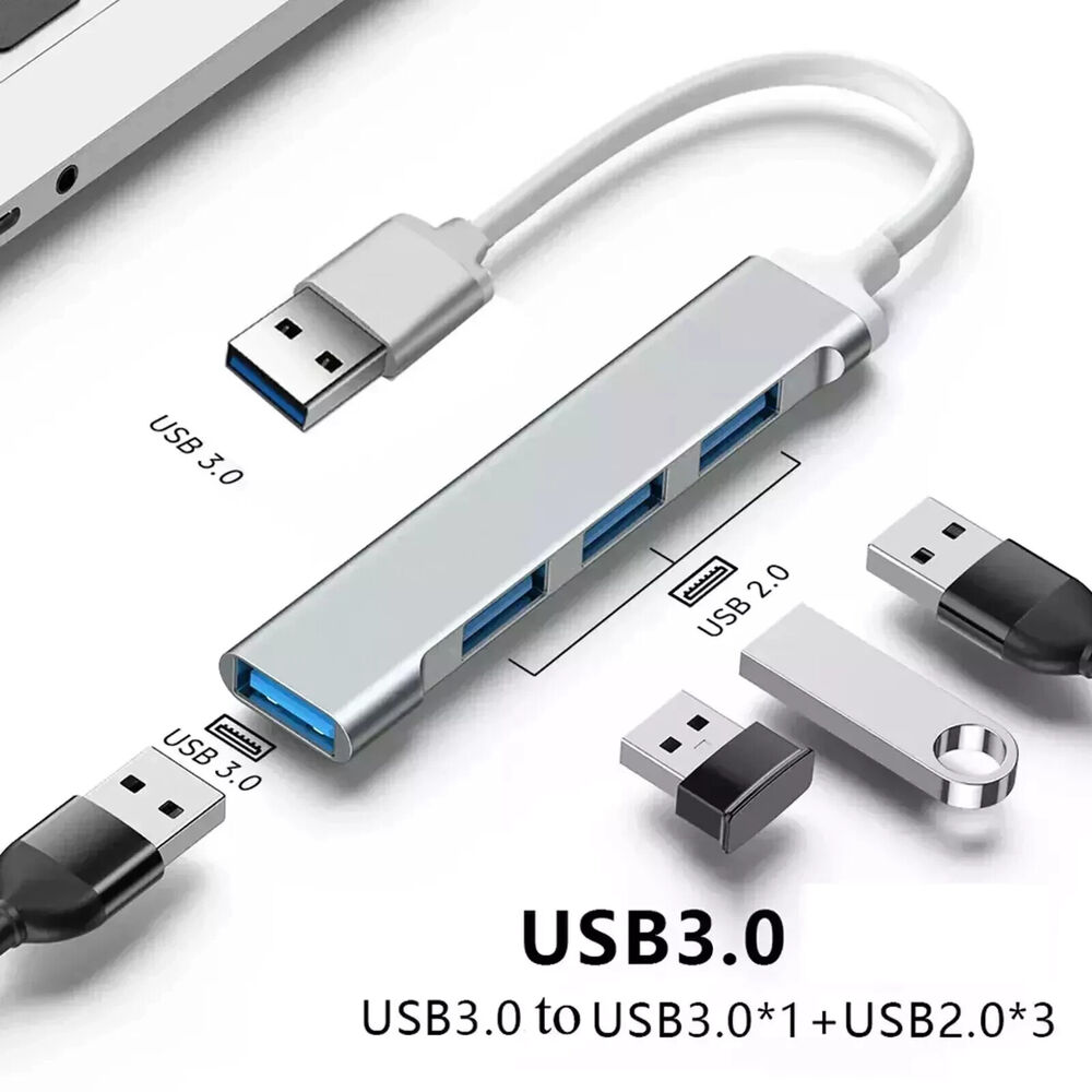4-Port USB 3.0 Hub for Enhanced Laptop Connectivity